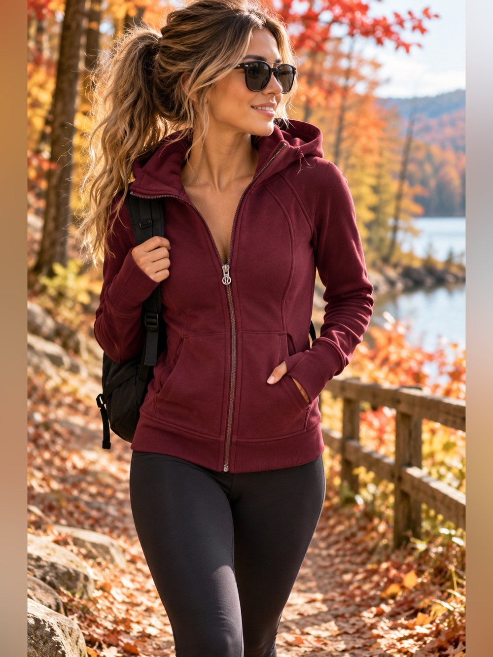Classic Lululemon Scuba Hoodie II Full Zip Burgundy Size 10 Thumbholes Excellent